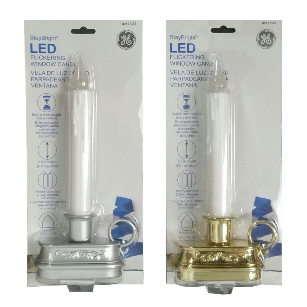 GE StayBright 9.5 Inch Flickering LED Window Candle Battery Operated With Timer